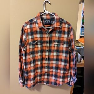 orange and navy blue flannel